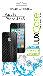 Защитная пленка LuxCase для Apple iPhone 4 (Front&Back), Карбон (Чёрный)